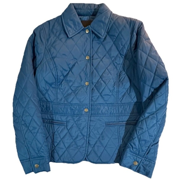 Talbots Diamond Quilted Lightweight Jacket Blue size Small Snap Closure - Picture 1 of 8